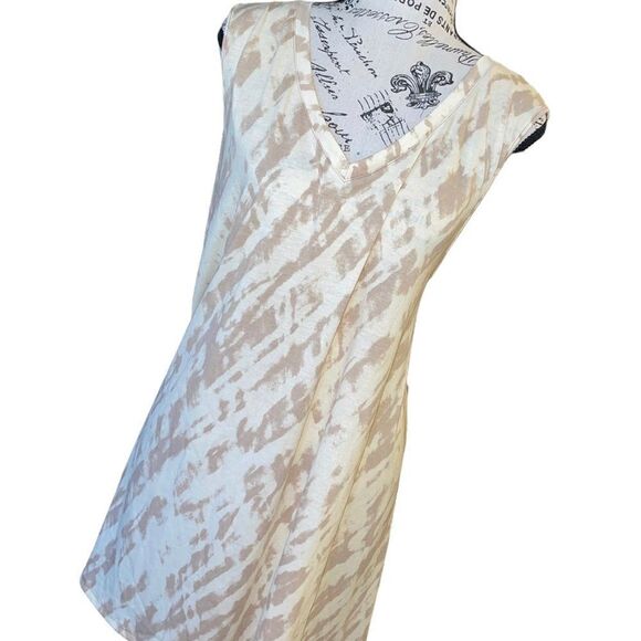 LuLaRoe 3XL Kristina V-Neck Tank Top • Cream & Tan •Cross-Hatched Tie-Dye Design - Picture 8 of 12